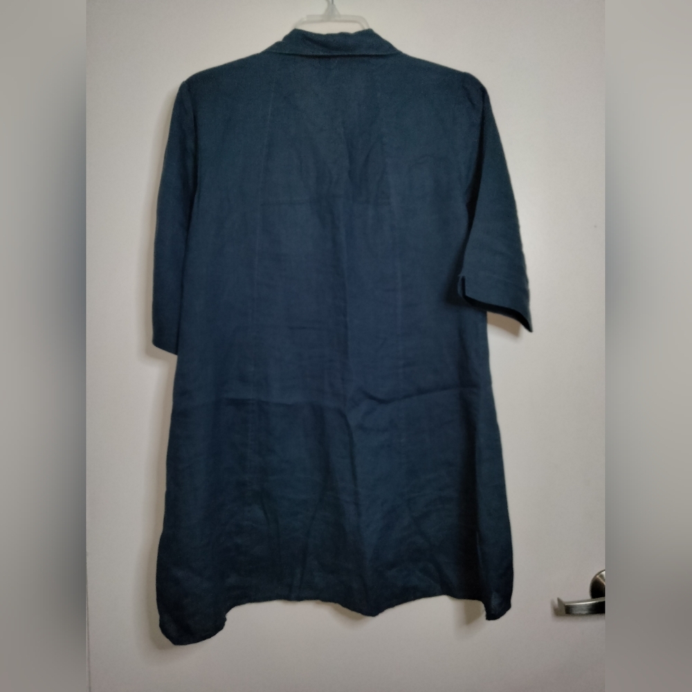 Stella Carakasi (Size S) Navy Blue 100% Hemp Button Down Front Tiburon Tunic Top - Picture 9 of 15
